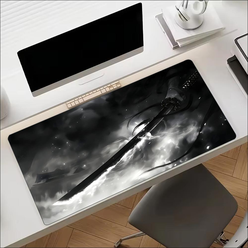 Work Desk Home Setup - Desk Mat Japanese Samurai Katana Sword
