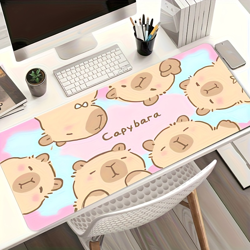 Desk Setup Office - Stylish Cute Cartoon Capybara Large Mouse