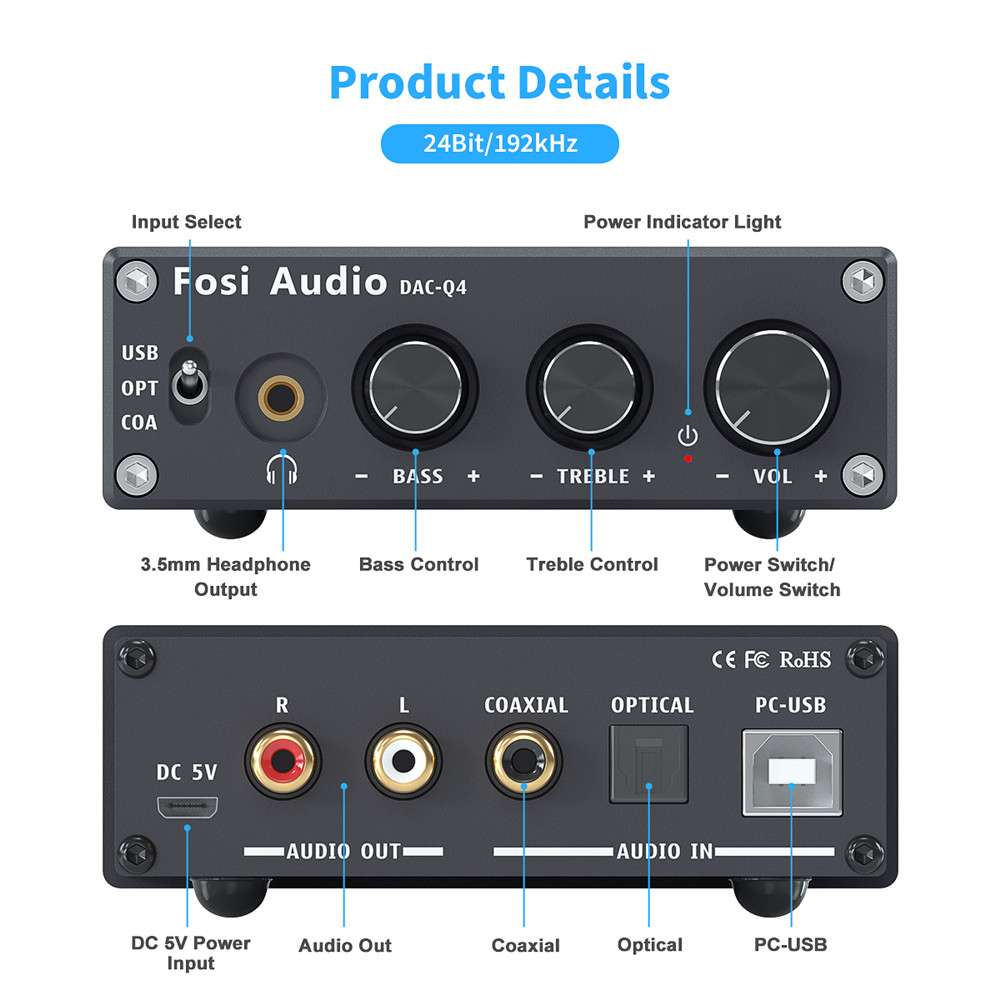 Fosi Audio Q4 Mini Stereo USB  - Desk Setup Speakers recension och pris