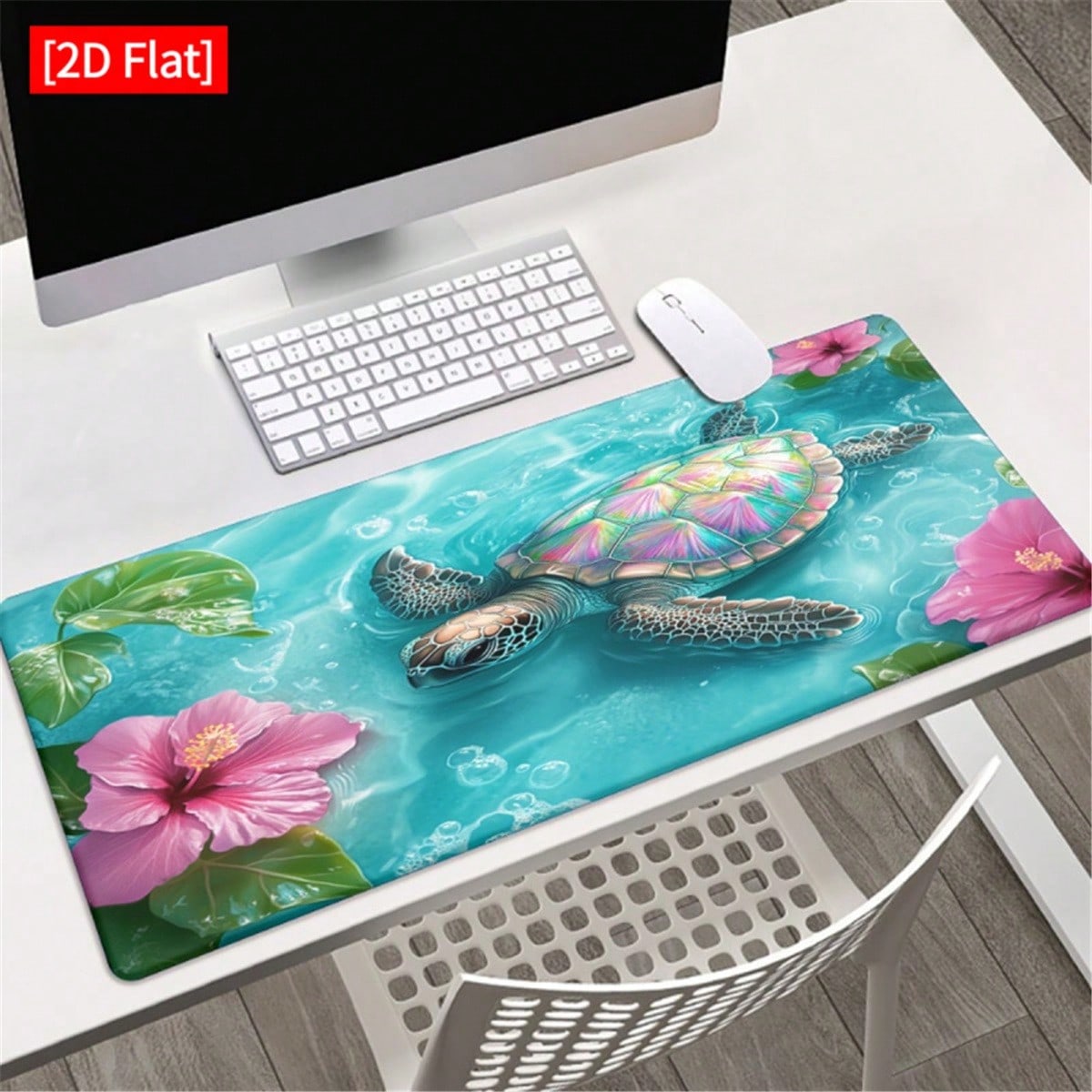 [2D Flat]1pc Sea And Hibiscus  - Desk Setup With Laptop recension och pris