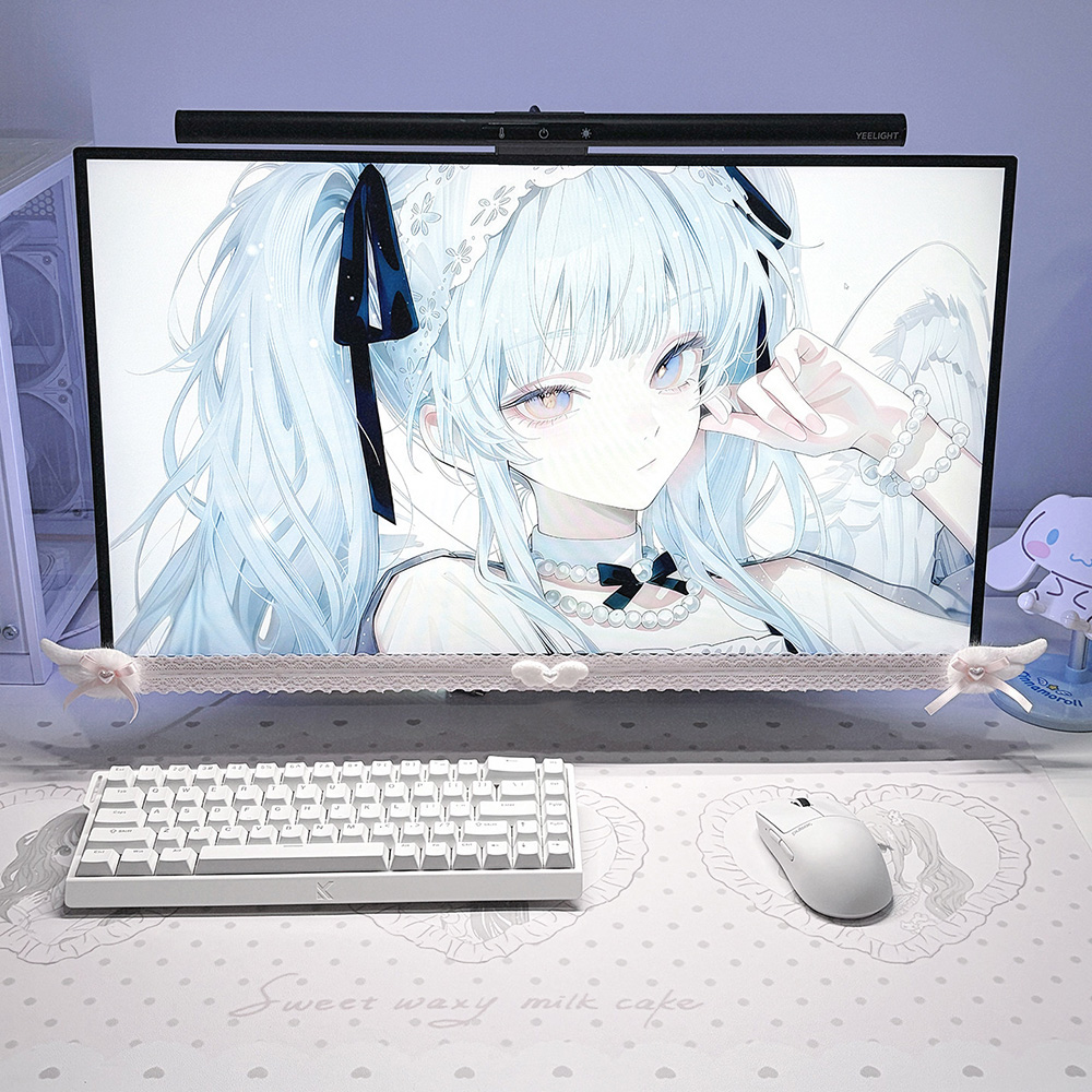 New Screen Decor White Lace Mo - Desk Setup Office recension och pris