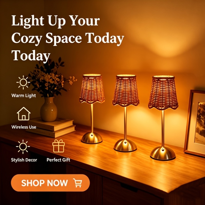 Bohemian Woven Rattan Art Tabl - Desk Setup Lighting recension och pris