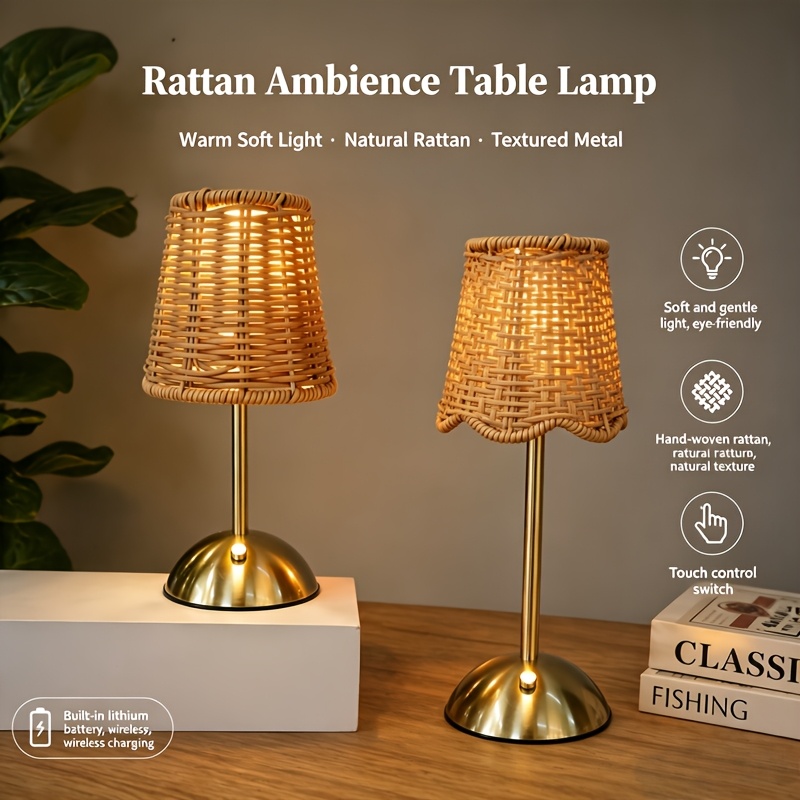 Bohemian Woven Rattan Art Tabl - Desk Setup Lighting recension och pris