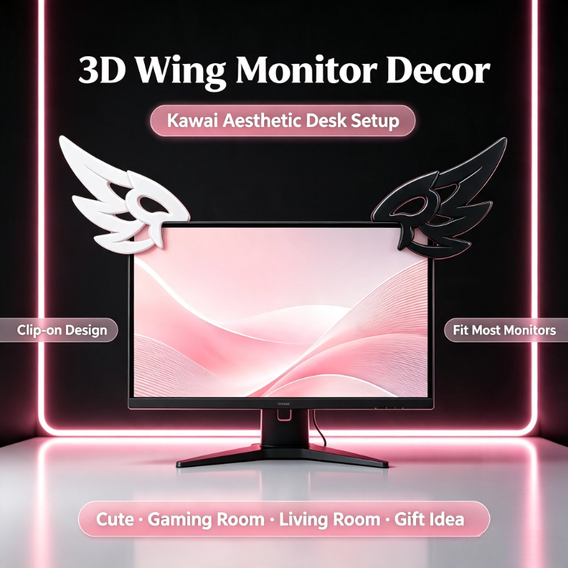 Kawaii 3D Wing Decor for Compu - Desk Setup Tech recension och pris