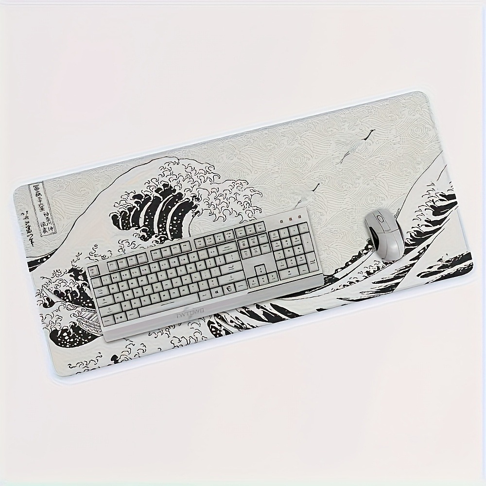 Black White Wave Art XXL Desk  - Desk Setup Simple recension och pris
