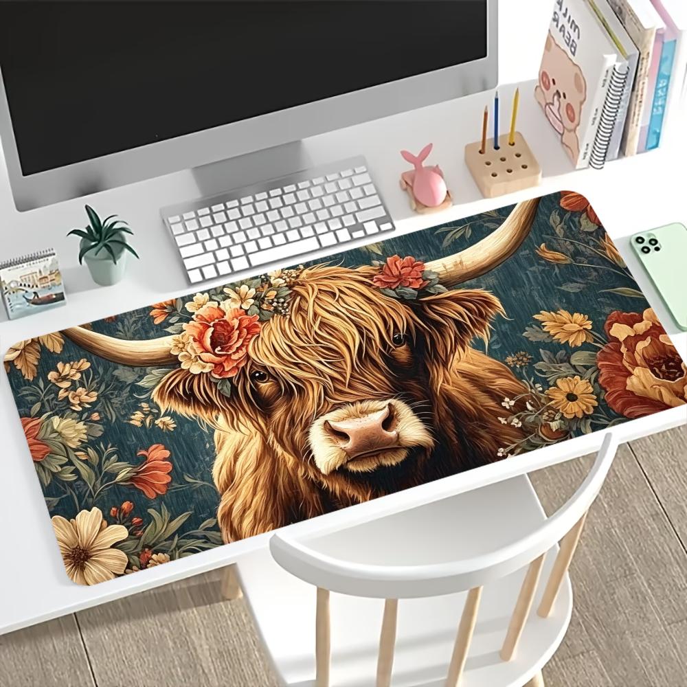 Vintage Highland Cow Floral Ga - Desk Setup With Laptop recension och pris