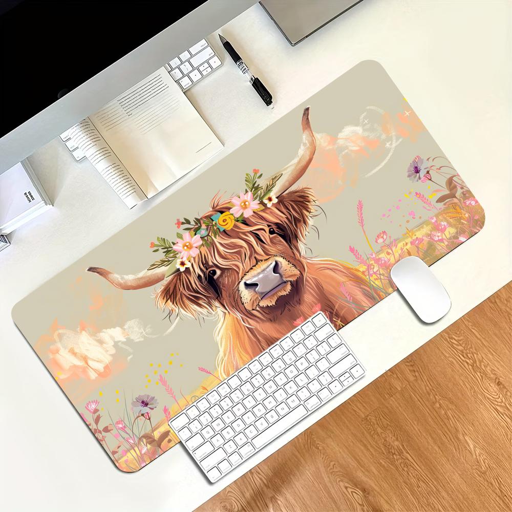 Vintage Highland Cow Floral Ga - Desk Setup With Laptop recension och pris