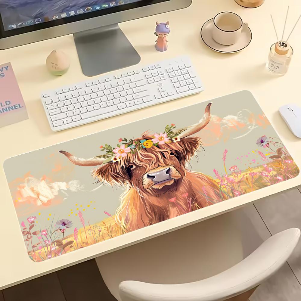 Vintage Highland Cow Floral Ga - Desk Setup With Laptop recension och pris