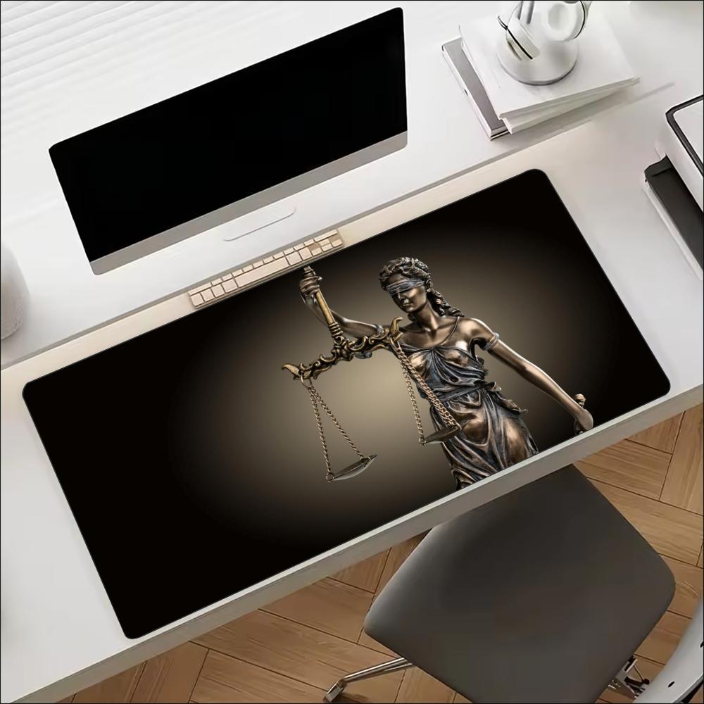 Lady Justice Statue Theme Larg - Desk Setup With Laptop recension och pris