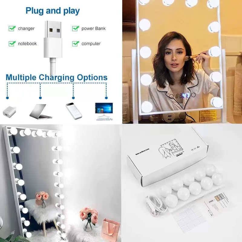 LED Light Paste Mirror Makeup  - Desk Setup Lighting recension och pris