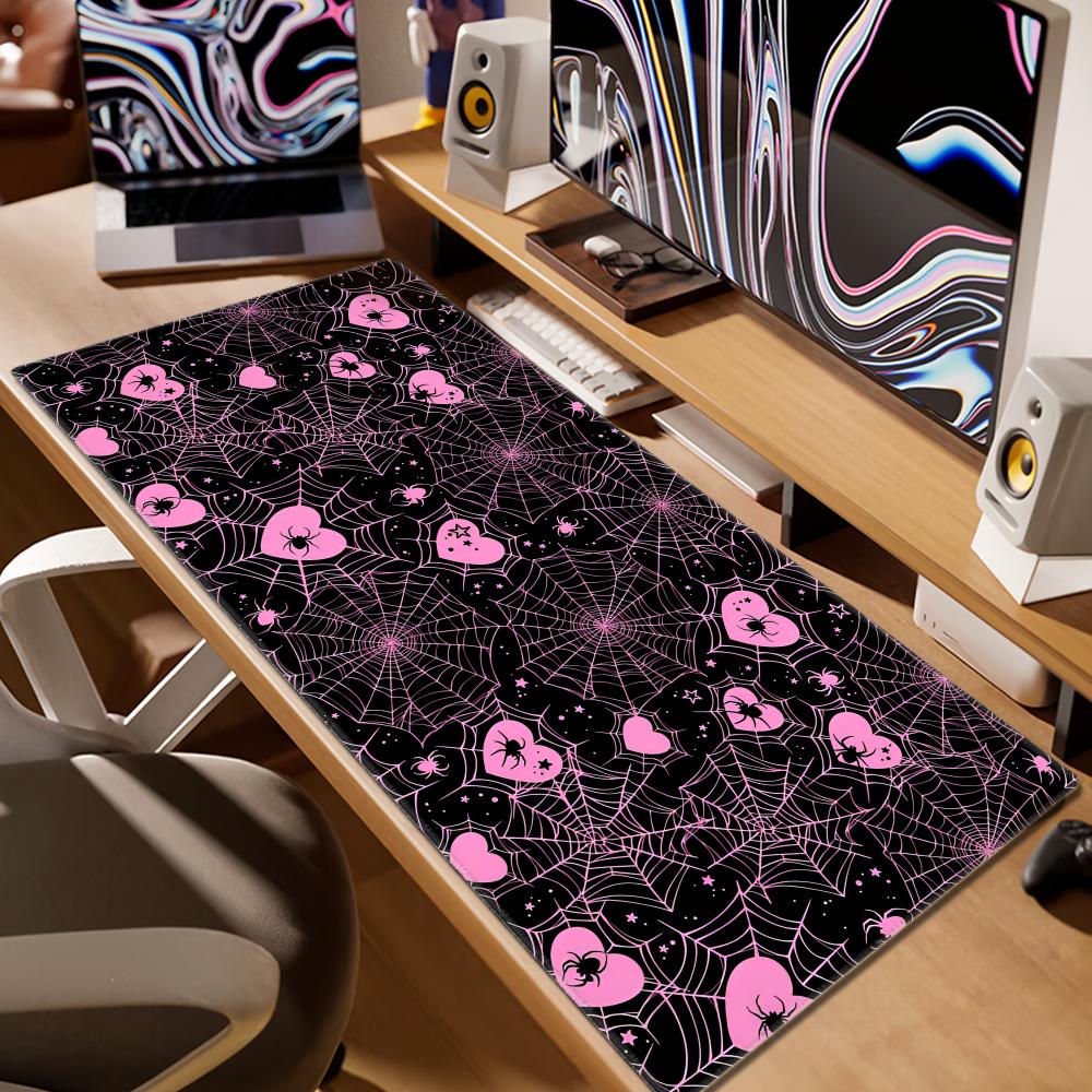 90x40 White or Pink Spiderweb  - Desk Setup Office recension och pris
