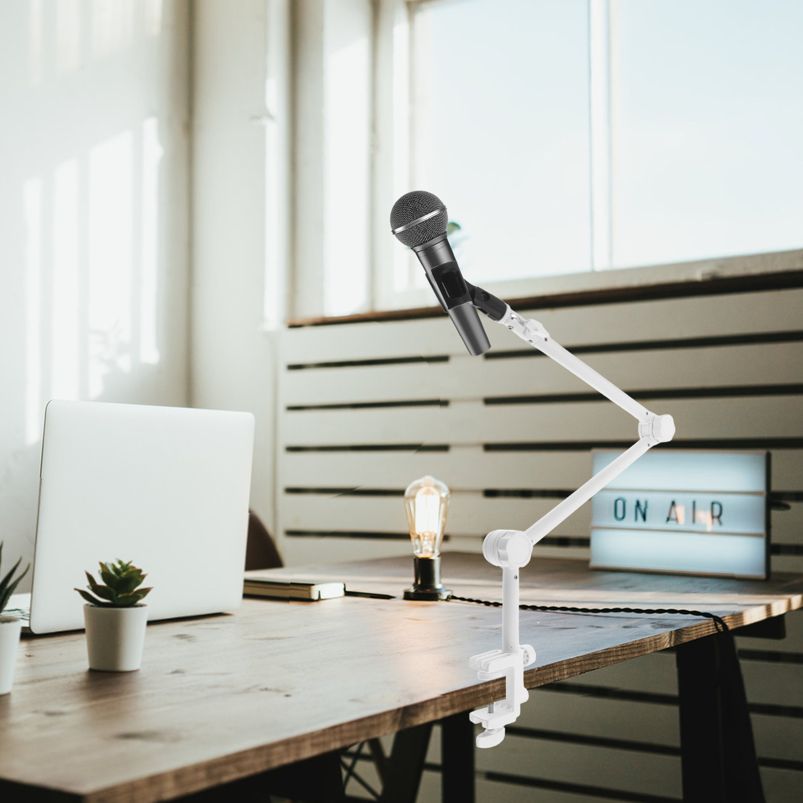 1Set Microphone Boom Arm White - Desk Setup With Mic recension och pris