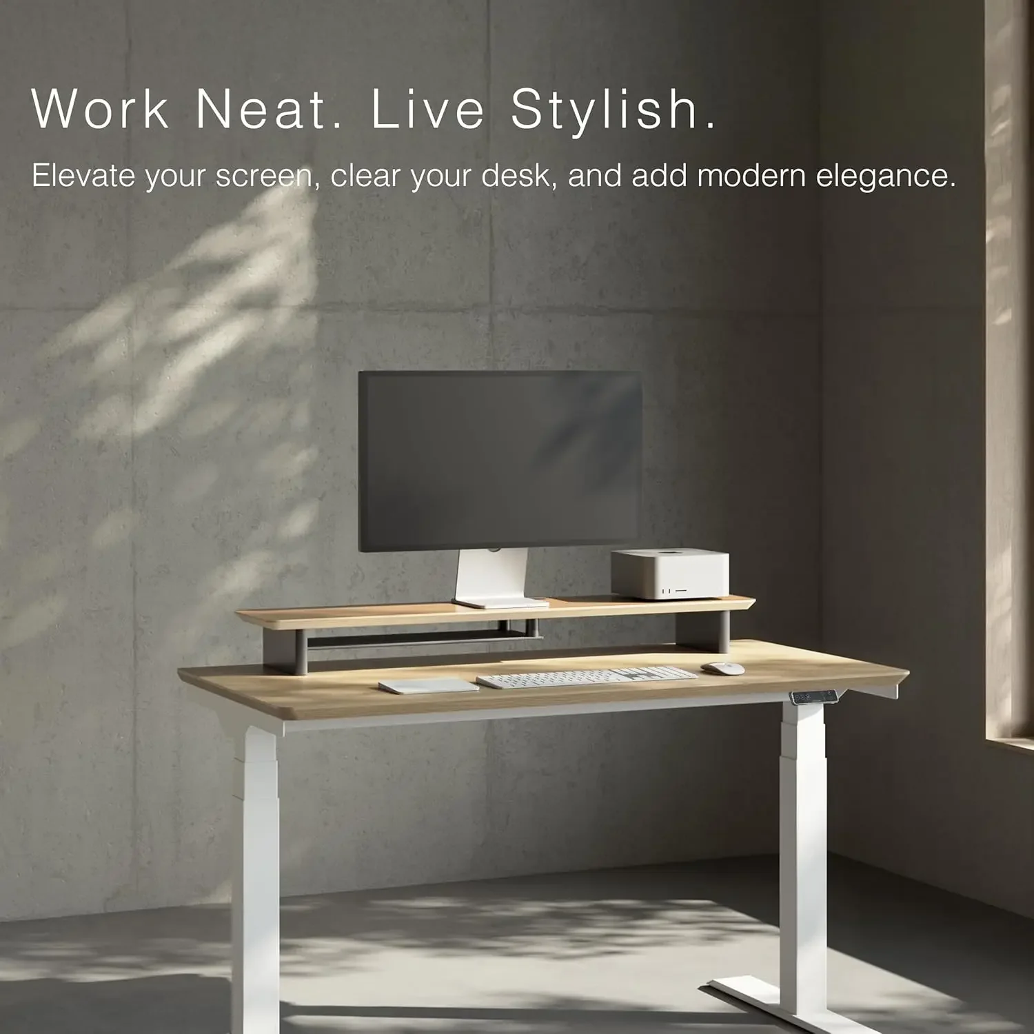 White Oak Dual‑Tier Ergonomic  - Desk Setup Ergonomics recension och pris