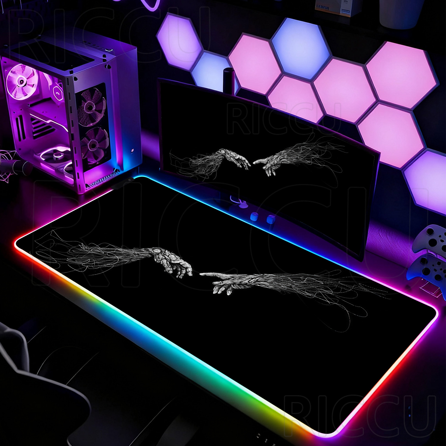 RGB XXL HD Large Black White G - Desk Setup With Laptop recension och pris